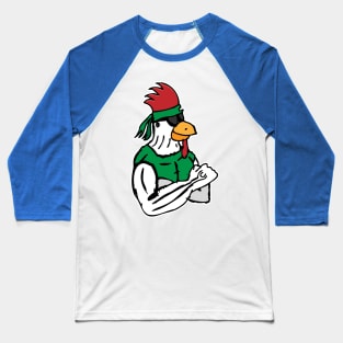 Chicken Rambo Flexing Baseball T-Shirt